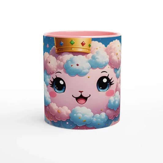 Cute cartoon cloud mug with PixiOnyx color rim, perfect for kawaii coffee lovers