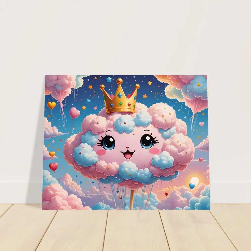 Cute cloud princess art on Cotton Candy Majesty Poster Kawaii Cloud Queen PixiOnyx Fine Art Print