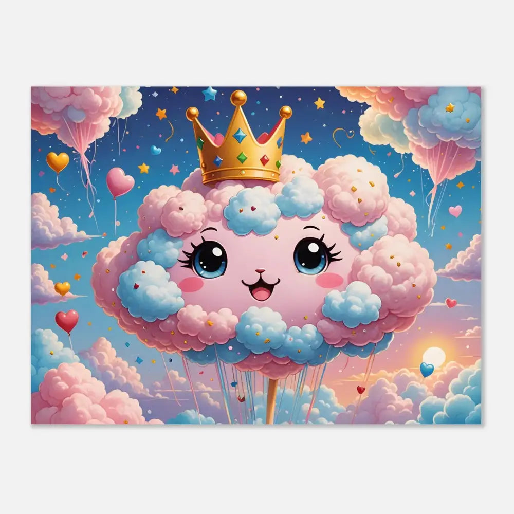 Cute cotton candy cloud with a crown from the Cotton Candy Majesty Poster Kawaii Cloud Queen