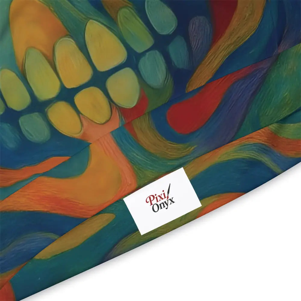 Colorful abstract patterned fabric on Craniocolor Psychedelic Skull Athletic Hoodie by PixiOnyx