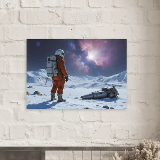 Crashed Astronaut Poster on Brick Wall Fine Art Print by PixiOnyx