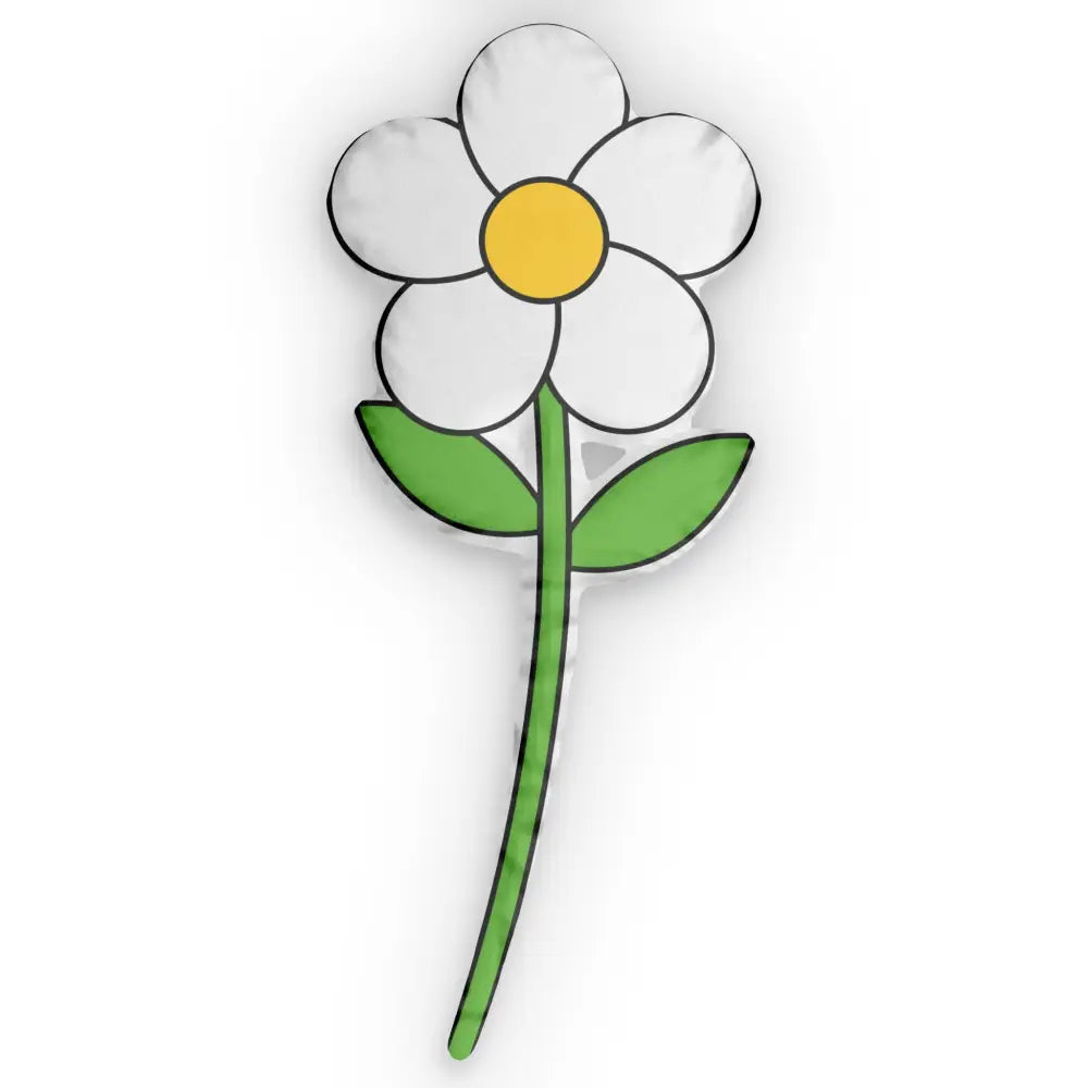 Adorable daisy-shaped pillow with yellow center and green leaves for fresh spring vibes