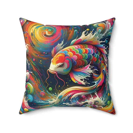 Decorative square pillow with vibrant koi fish design for Gnaftis House Flat by Honson Ventures Limited