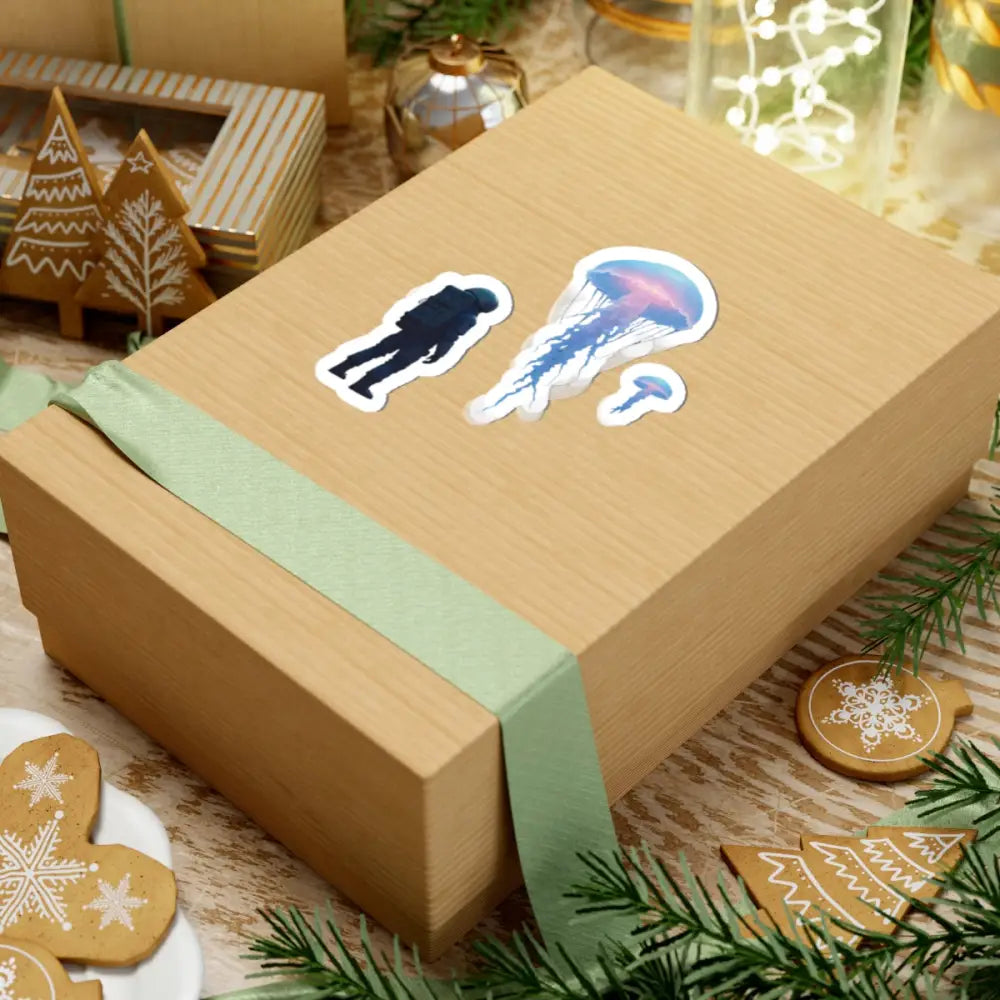 Gift box with colorful stickers from Deep Drift Encounter Astronaut Meets Jellyfish vinyl