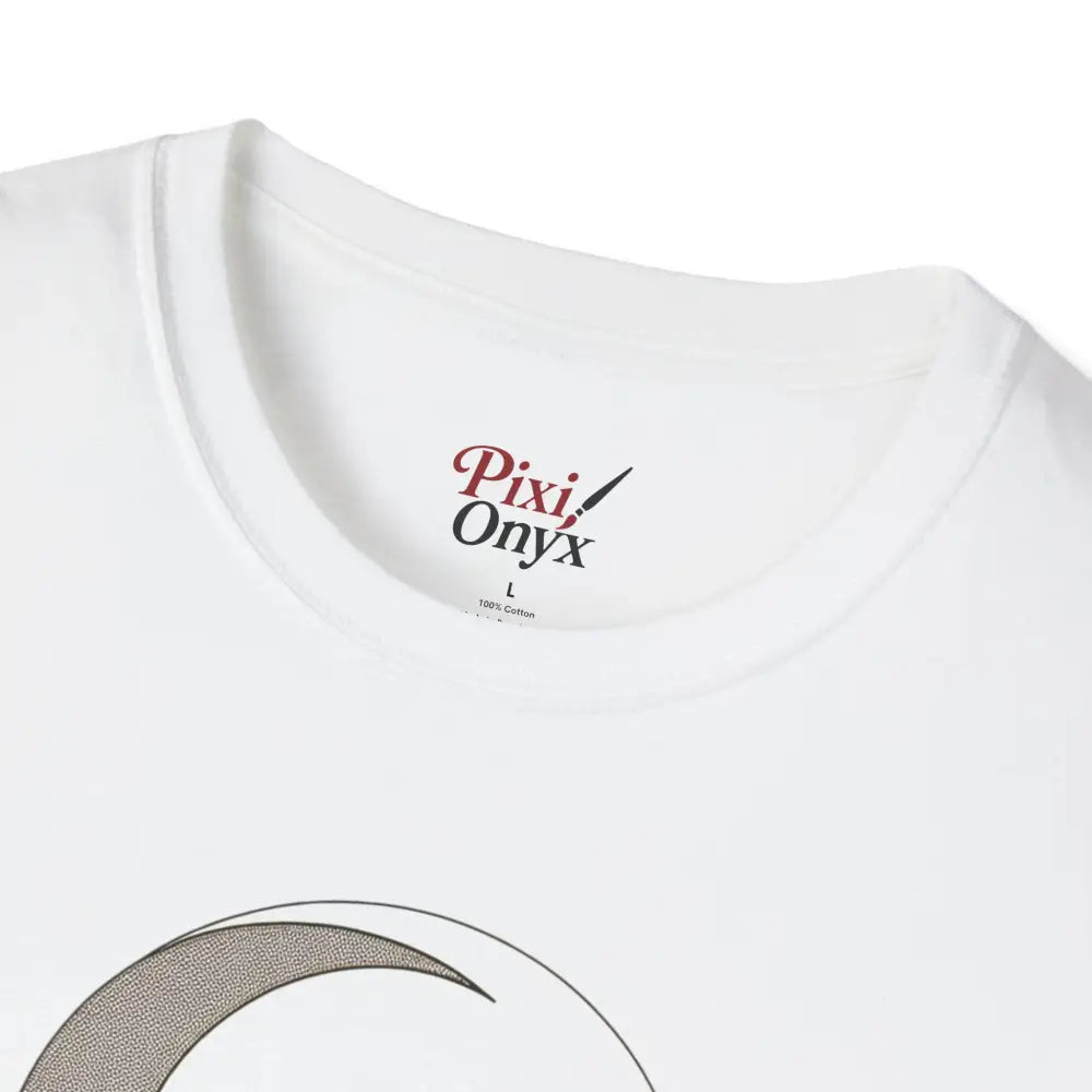 White unisex softstyle t-shirt with printed label and ribbed knit collar for comfort