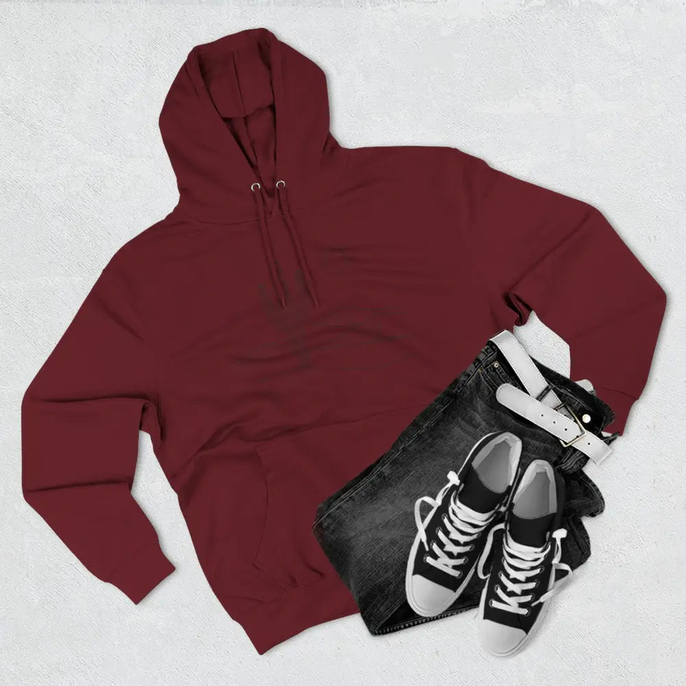 Maroon Desert Scene Unisex Hoodie with three-panel fleece, spacious kangaroo pocket, lane seven ls14001 outdoor wear