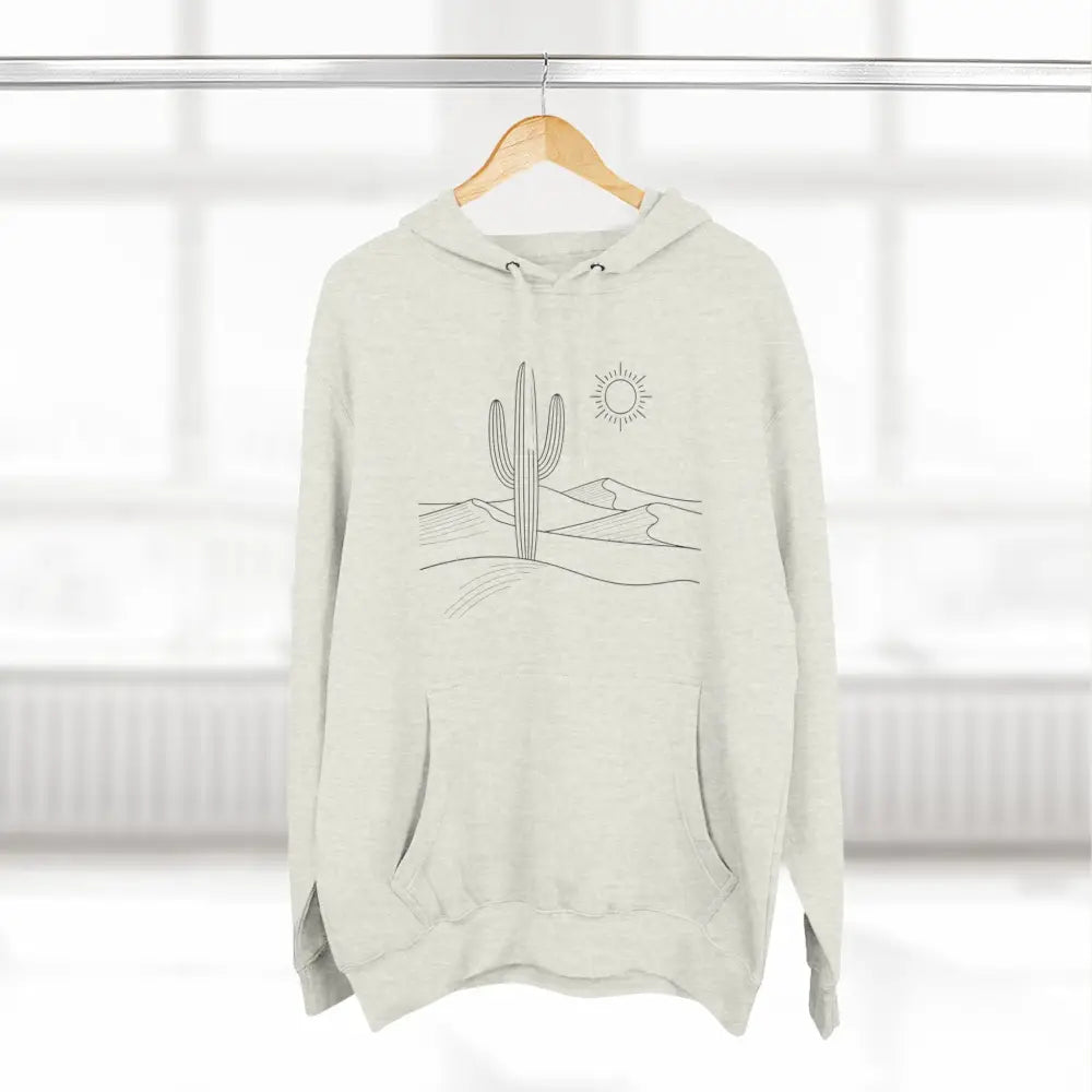 Light-colored desert scene three-panel fleece hoodie with spacious kangaroo pocket lane seven ls14001