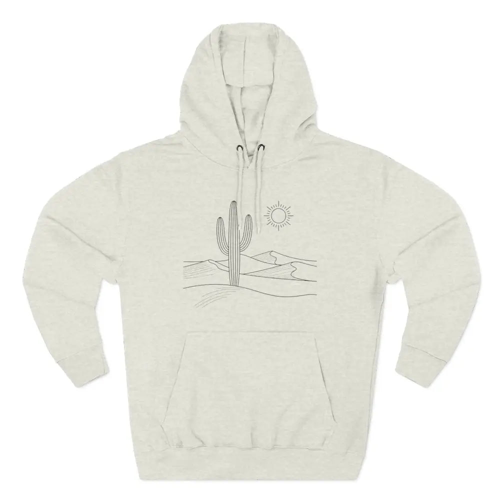 Cream-colored desert scene graphic on a three-panel fleece hoodie with spacious kangaroo pocket lane seven ls14001