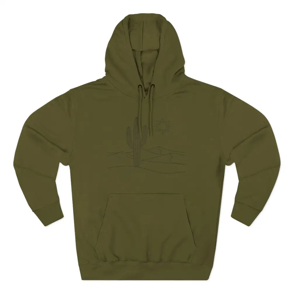 Olive green three-panel fleece hoodie with spacious kangaroo pocket from Lane Seven LS14001