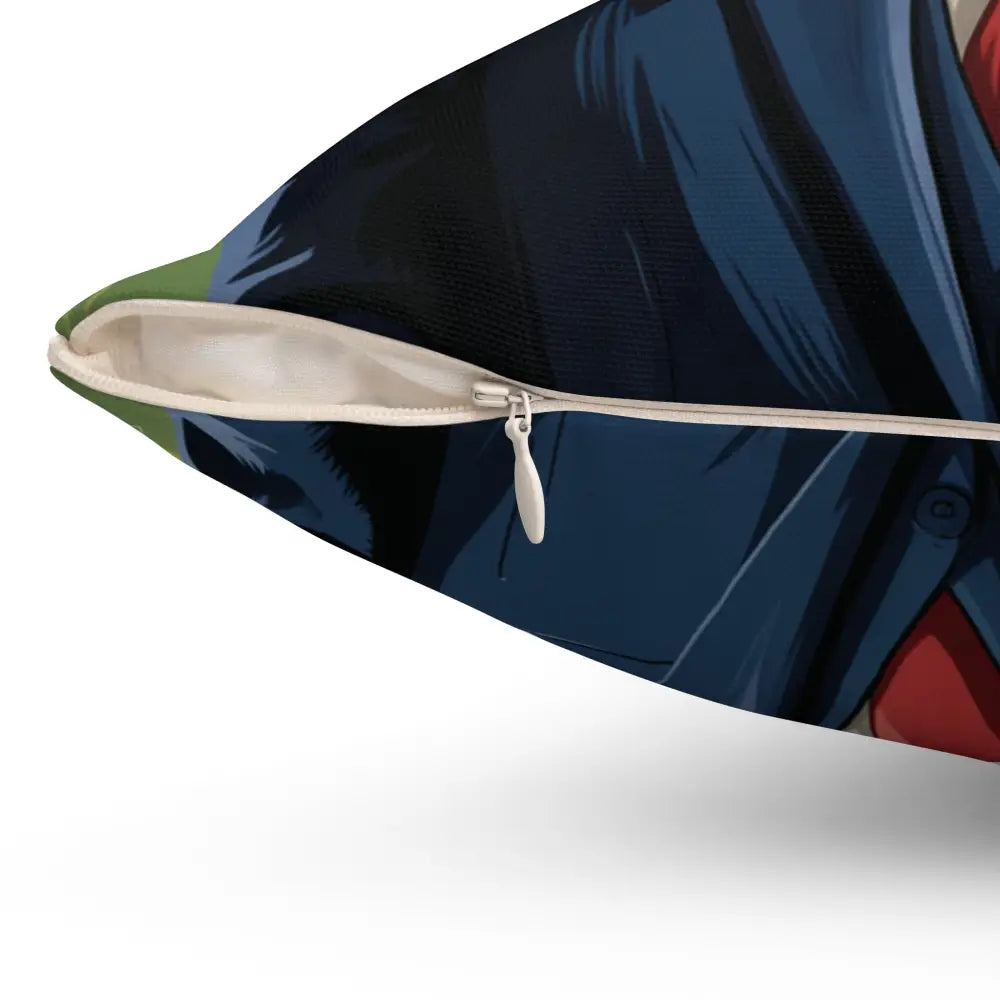 Dog-themed decorative pillow cover with zipper closure for home decor and easy care