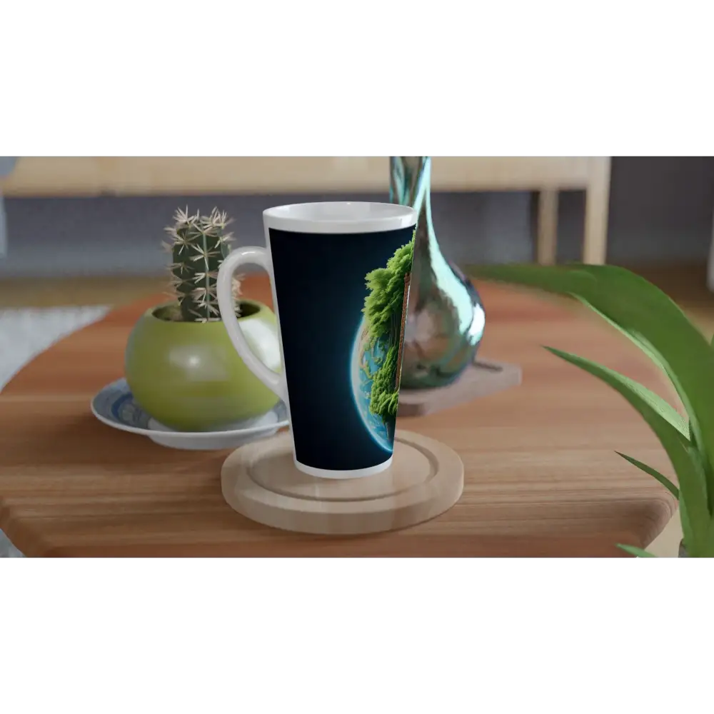 Tall mug with Earth design from Door to Earth Latte Mug by PixiOnyx Portalware