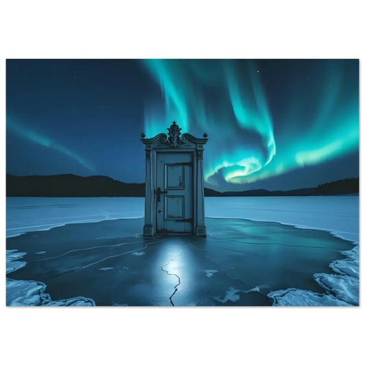 Ornate blue door metal print from Dooraura The Threshold Beneath Lights PixiOnyx Aurora