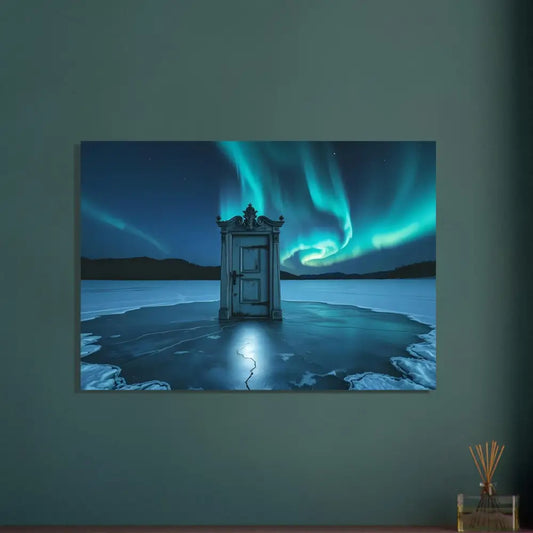 Aurora Borealis door artwork on PixiOnyx Dooraura Poster with vibrant northern lights