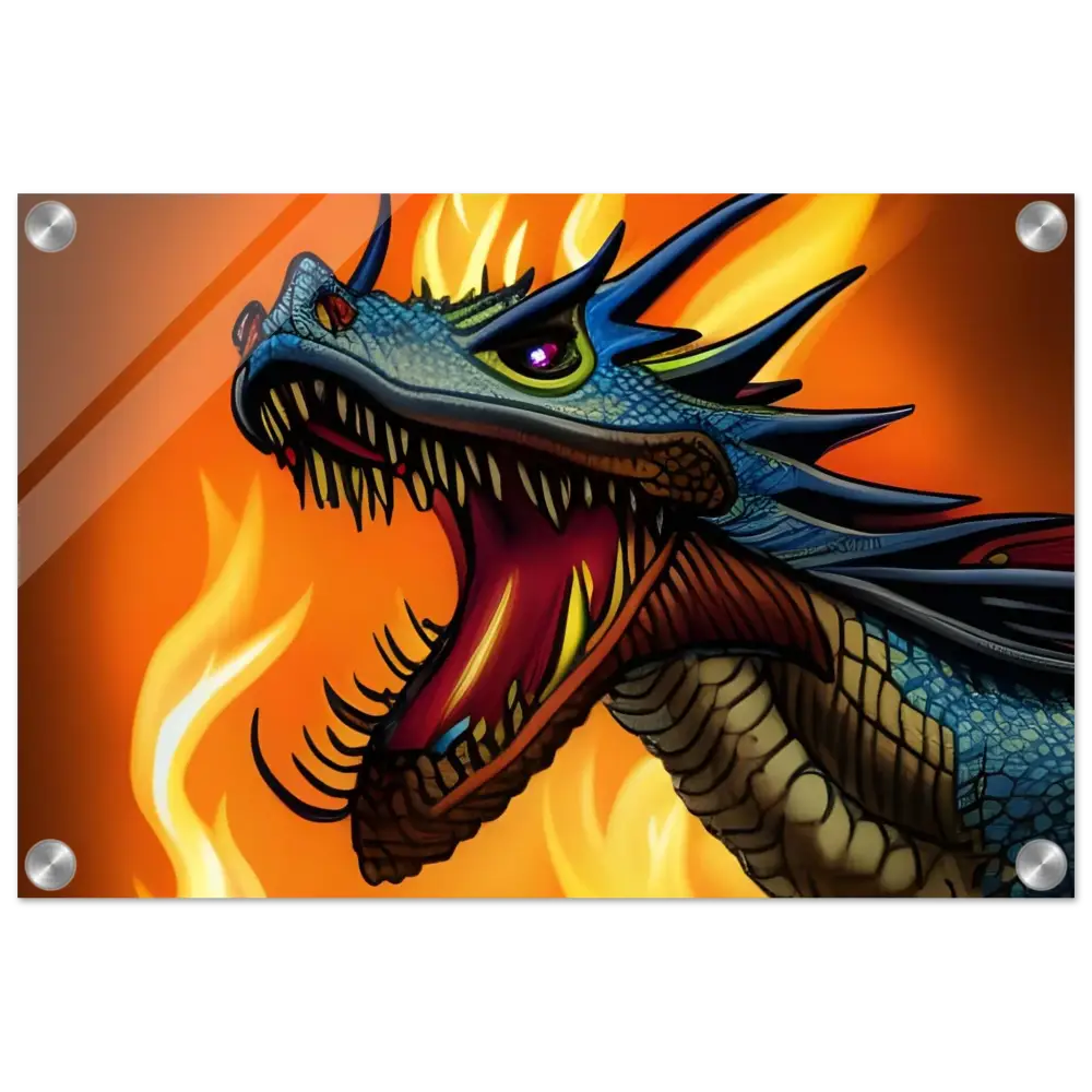 Framed Dragon Artwork from Dragon’s Fury Acrylic Wall Art by PixiOnyx