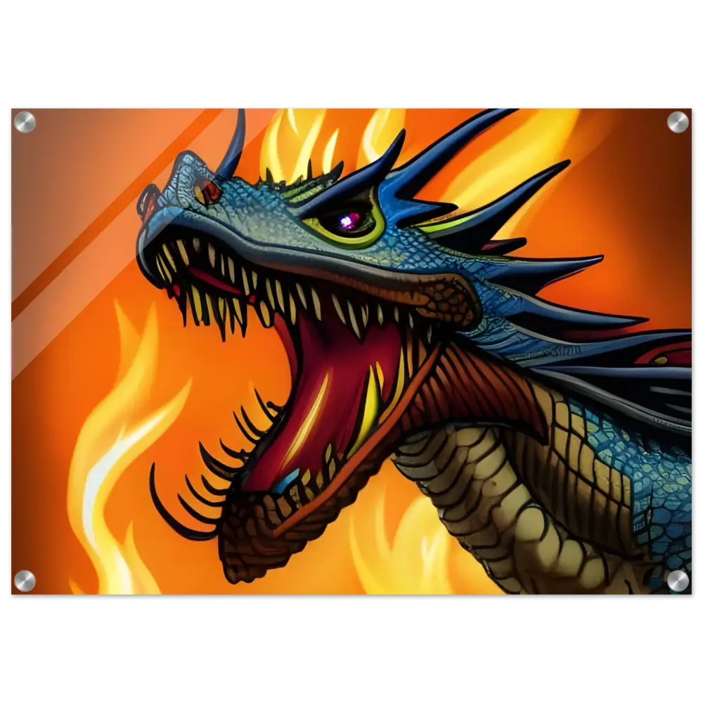 Framed Dragon Artwork displayed in Dragon’s Fury Acrylic Wall Art by PixiOnyx