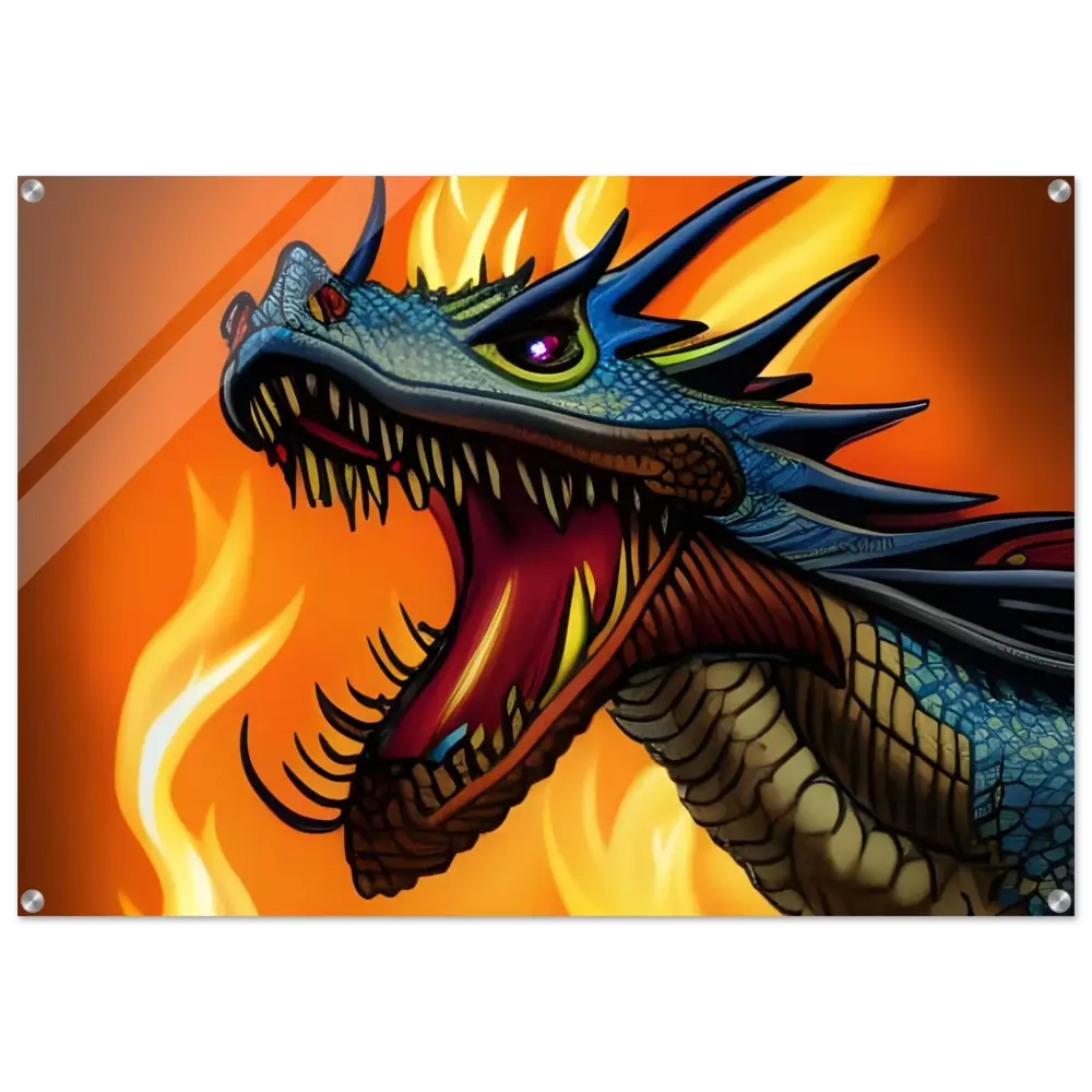 Framed Dragon Artwork from Dragon’s Fury Acrylic Wall Art by PixiOnyx