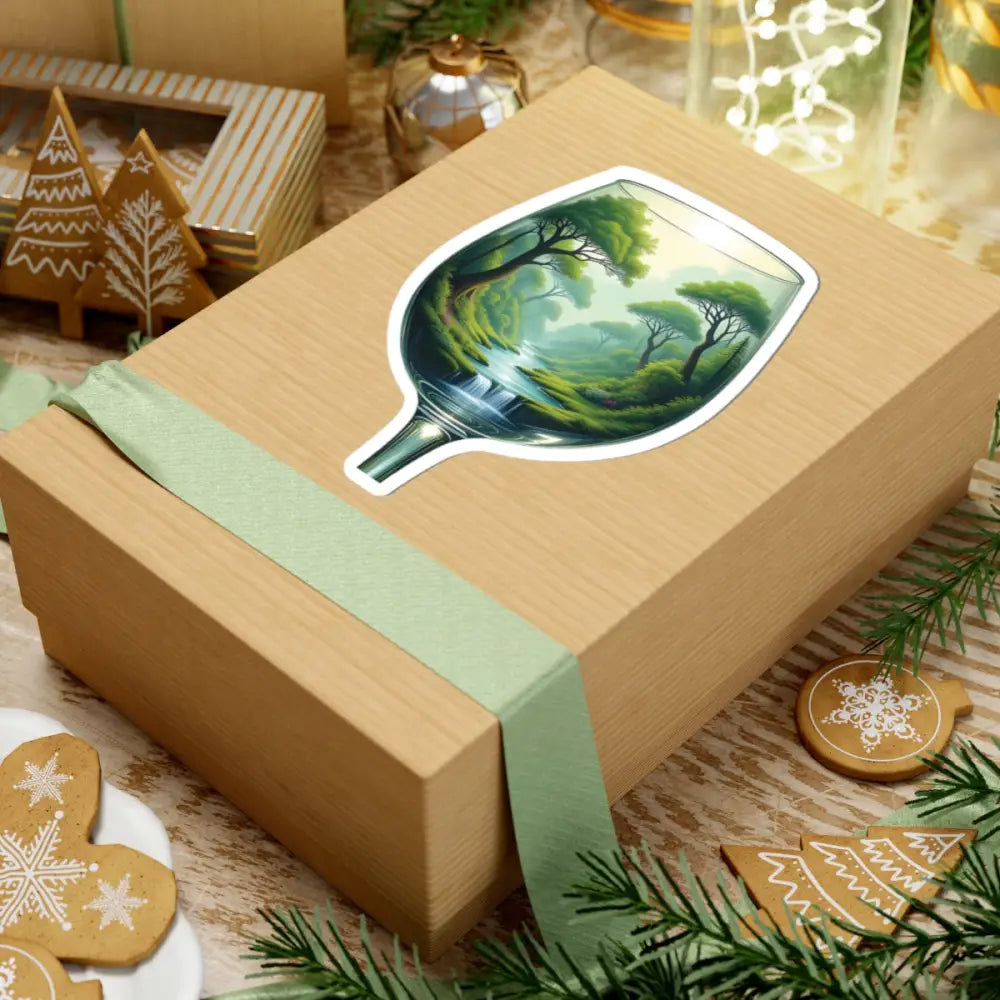 Gift box with EcoStemmed Serenity Nature-Inspired Sticker for Eco-Friendly Decor