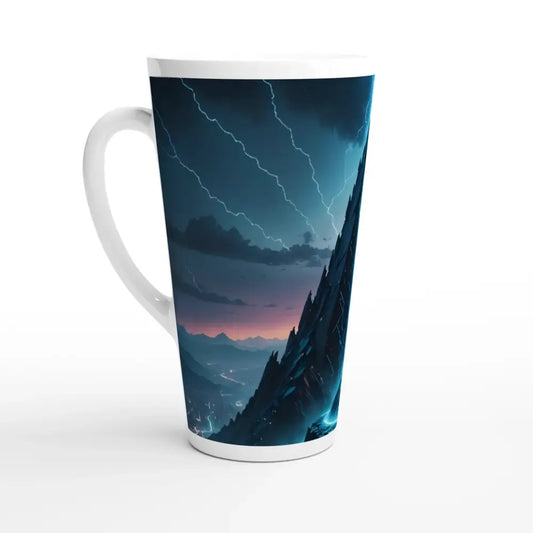 Electric Ascension 17oz Latte Mug with Mountain Lightning Design