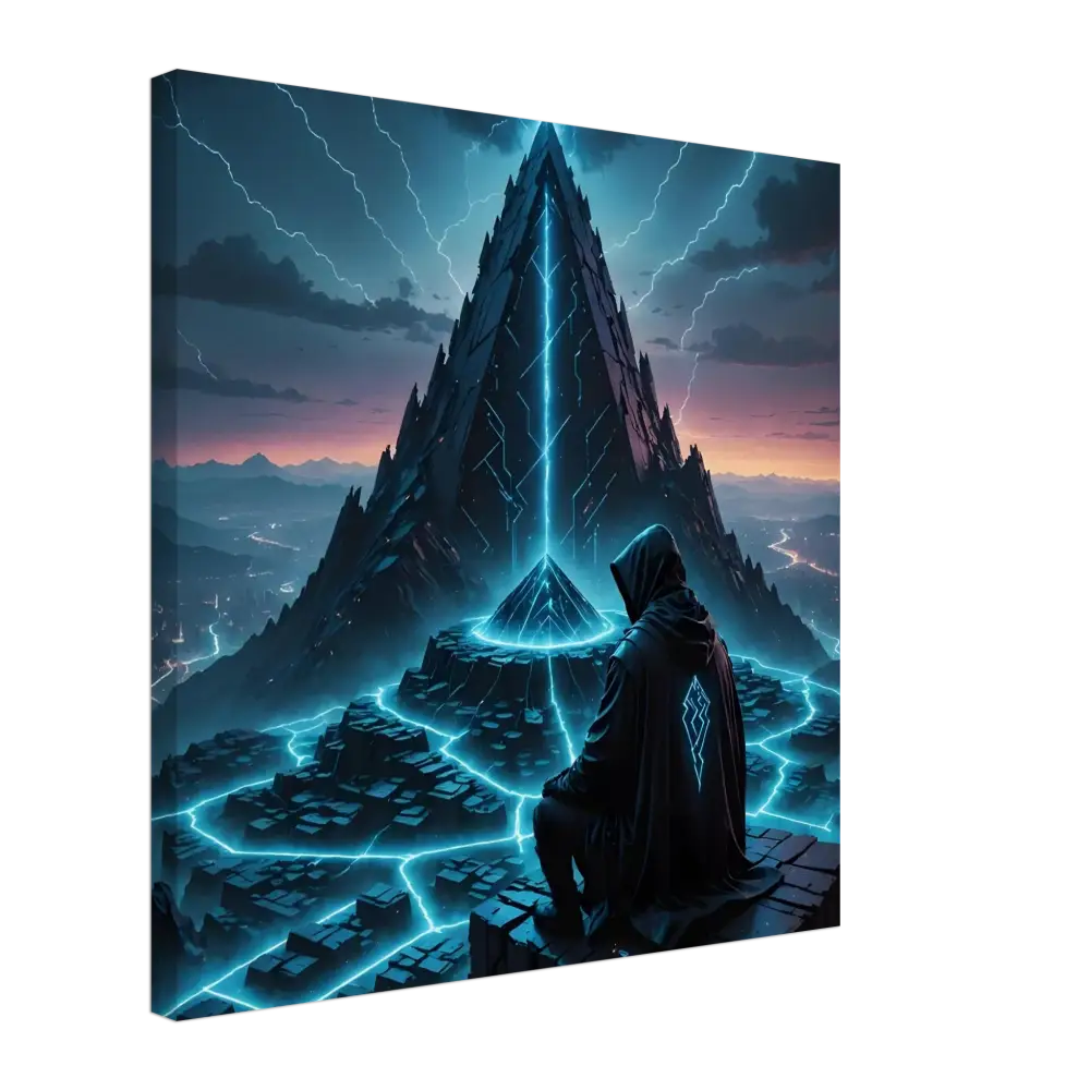 Framed fantasy art displayed on Electric Ascension Wrapped Canvas artwork