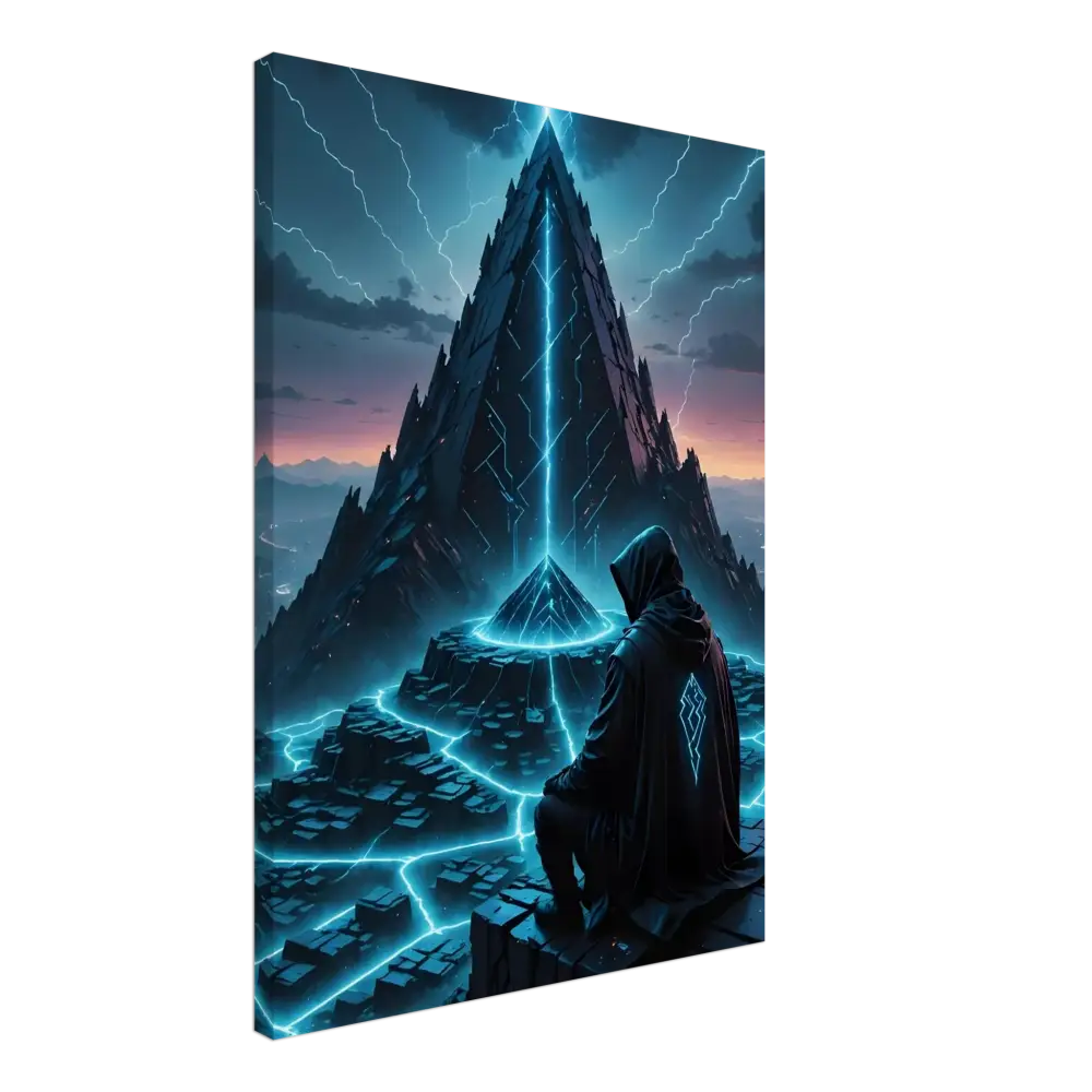 Mystical pyramid canvas art on Electric Ascension Wrapped Canvas wall decor