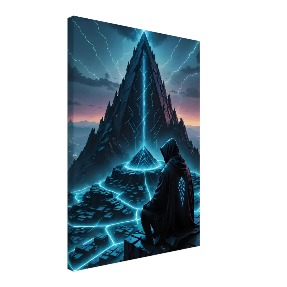 Mystical Pyramid Canvas Art on Electric Ascension Wrapped Canvas for Spiritual Decor