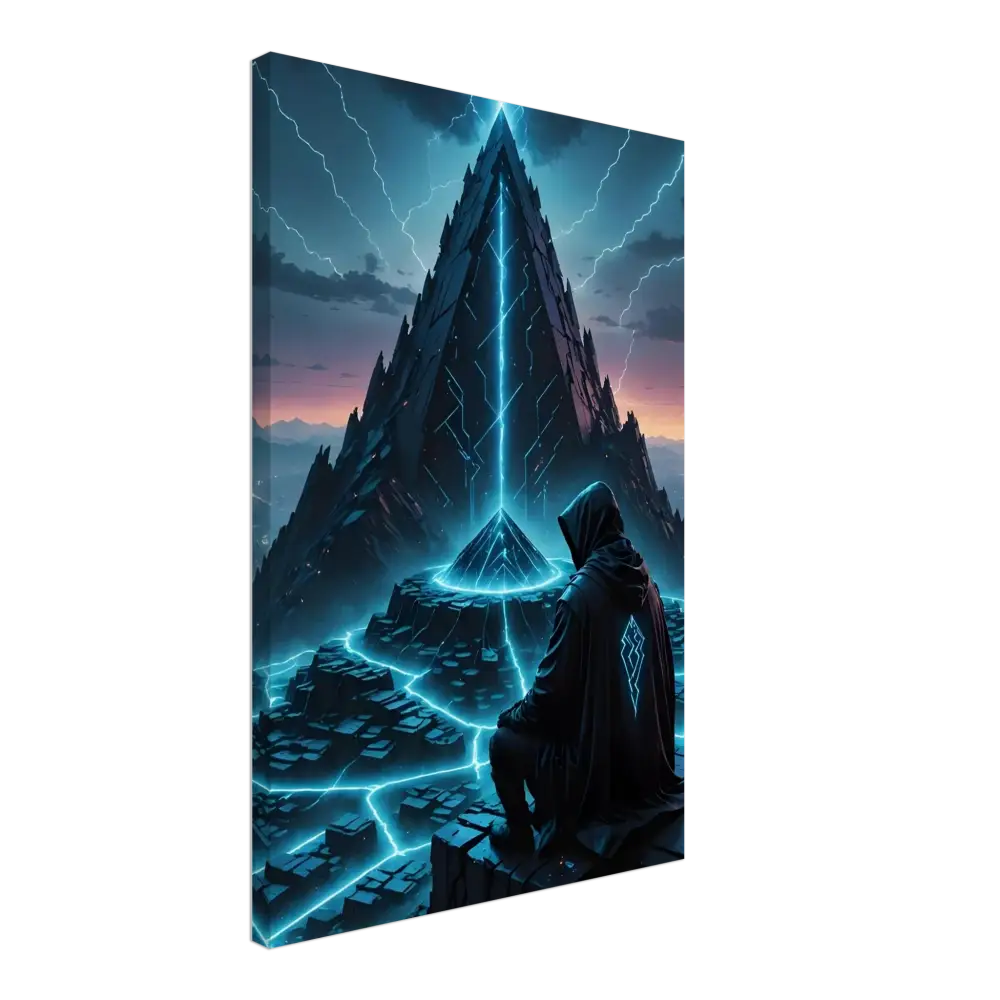 Mystical Pyramid Canvas Art on Electric Ascension Wrapped Canvas for Spiritual Decor
