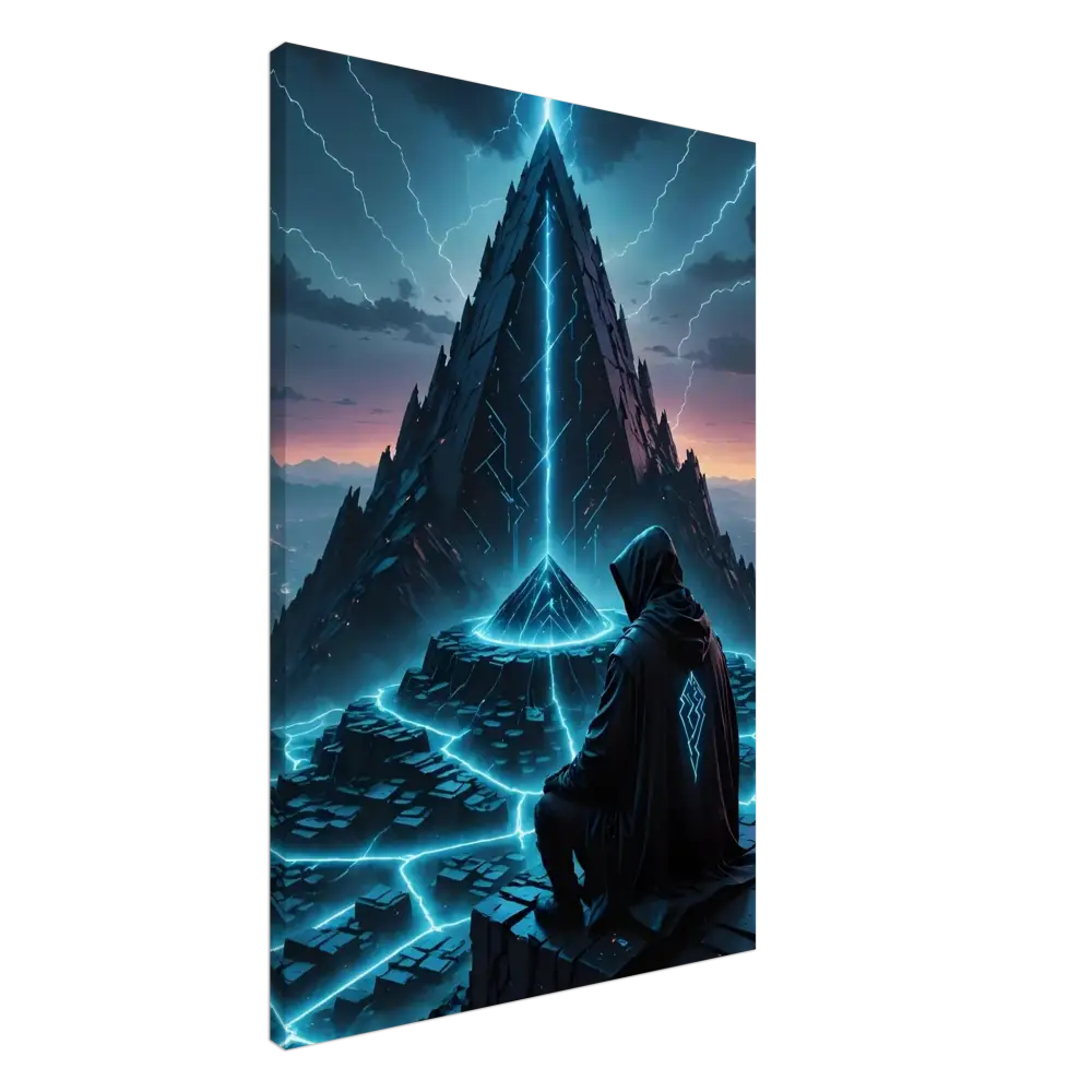 Framed fantasy art displayed on Electric Ascension Wrapped Canvas artwork