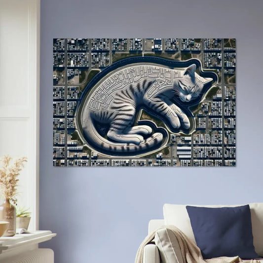 Cat-shaped maze aerial artwork on Fine Art Poster Citynap Overlook PixiOnyx Dreamcore Print