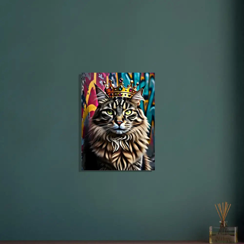 Regal urban cat wearing a crown in Fine Art Poster Crown Meowjesty by PixiOnyx