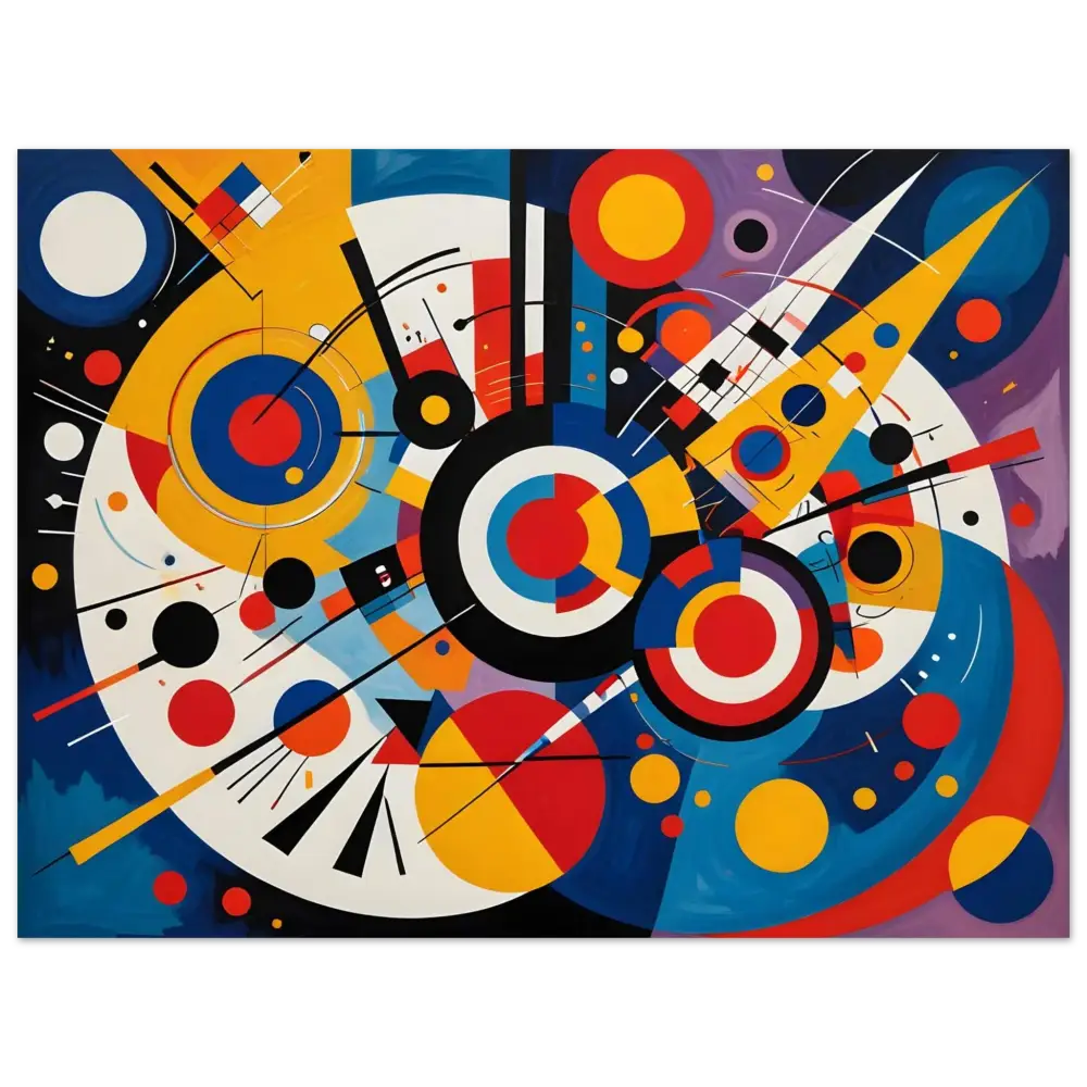 Abstract geometric painting displayed on Fine Art Poster Dynamic Balance by PixiOnyx