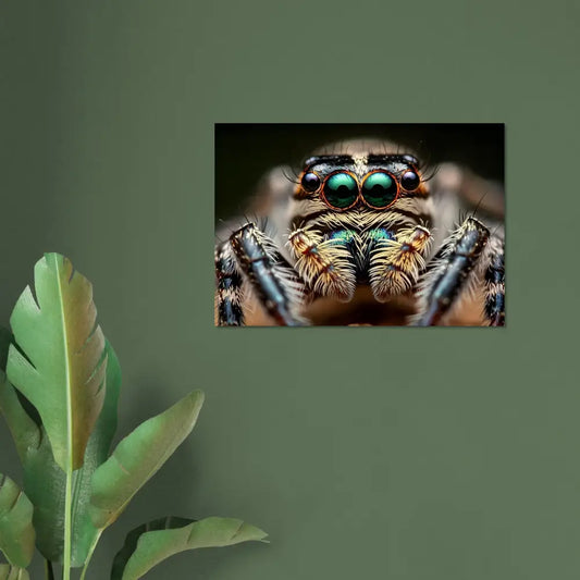 Close-up of an eight-eyed jumping spider on a Fine Art Poster by PixiOnyx Nature Focus