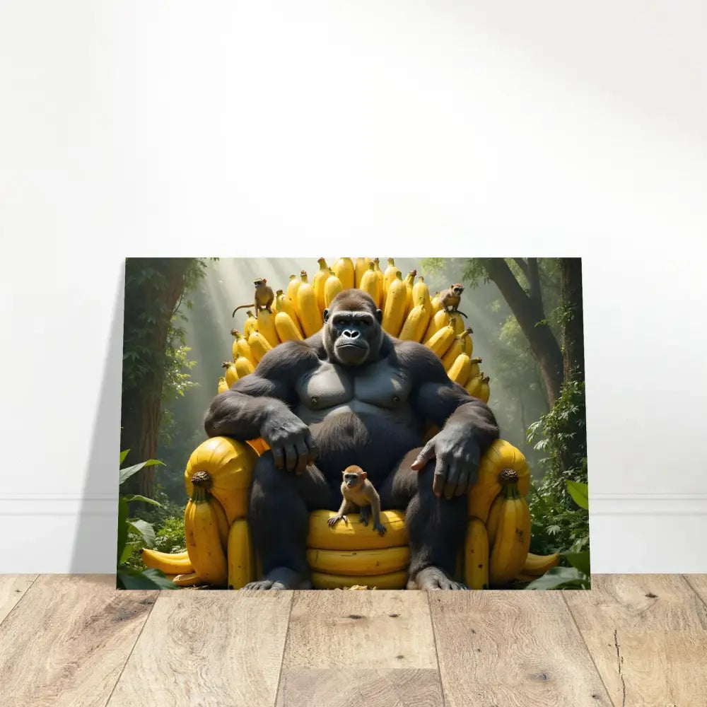Gorilla sitting on a banana throne for the Fine Art Poster King Kong’s Banana Throne PixiOnyx