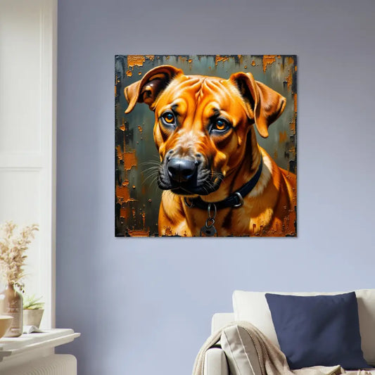 Fine art canvas print of a soulful stare captured Loyal Gaze of a light brown dog