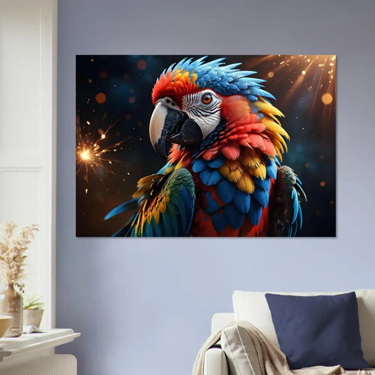 Colorful parrot art print for Tropical Burst Nature Display poster