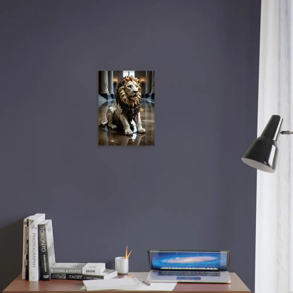 Lion art print from PixiOnyx Regal Sculpture Series displayed in a fine art poster