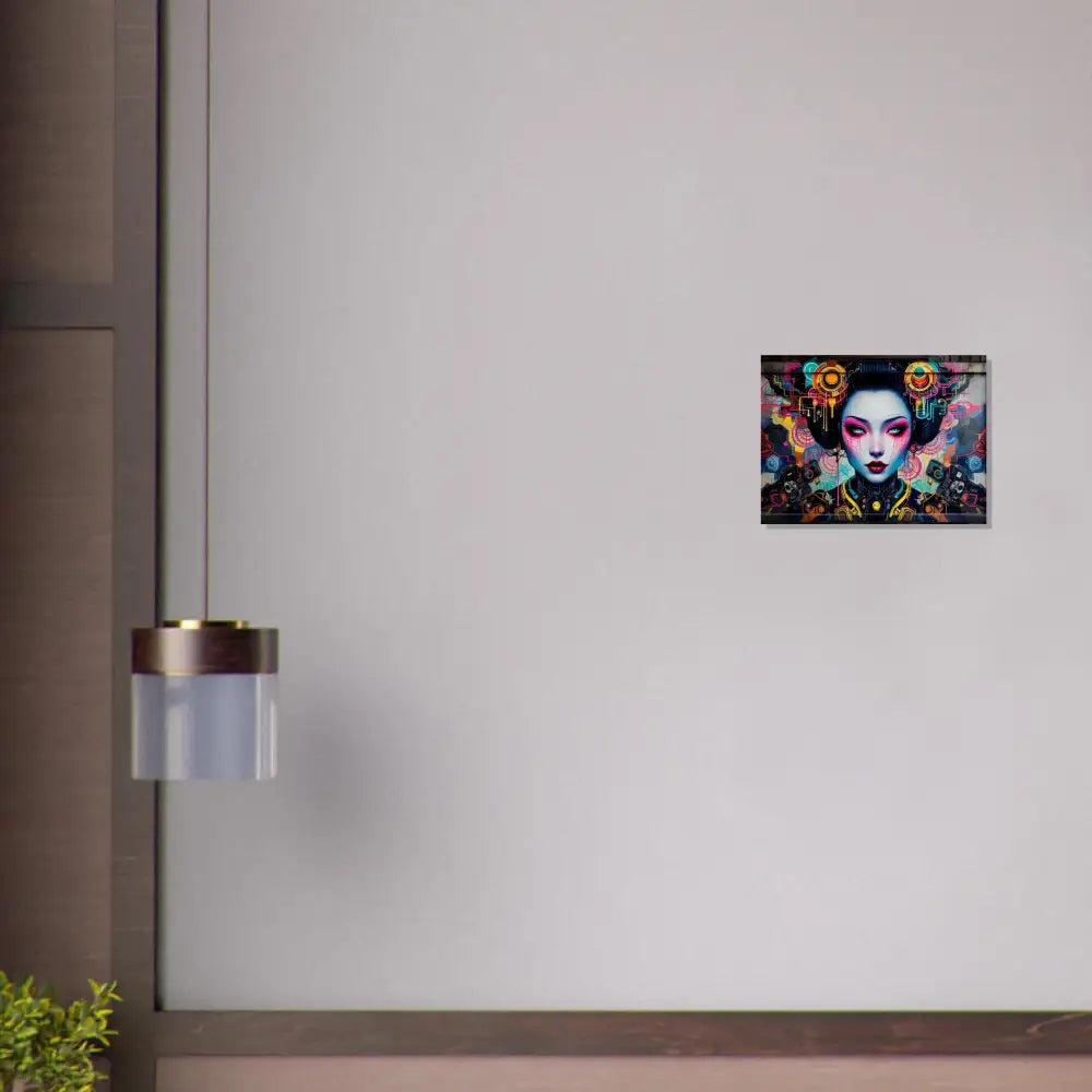 Colorful Geisha art displayed on Fine Art Poster Mech Shrine Geisha PixiOnyx Urban Circuit Icon