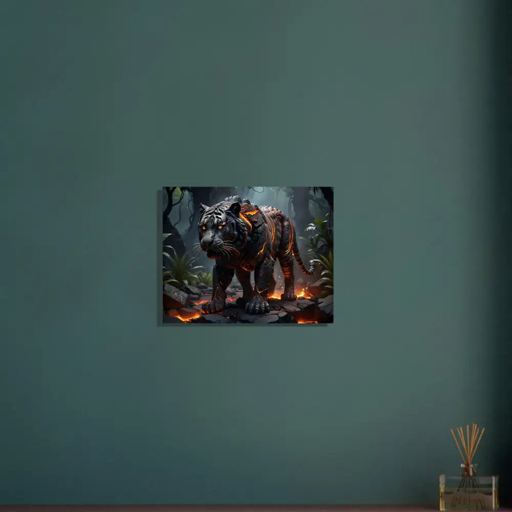 Fiery tiger canvas print from PixiOnyx Fantasy Predator of Natures Fury art poster