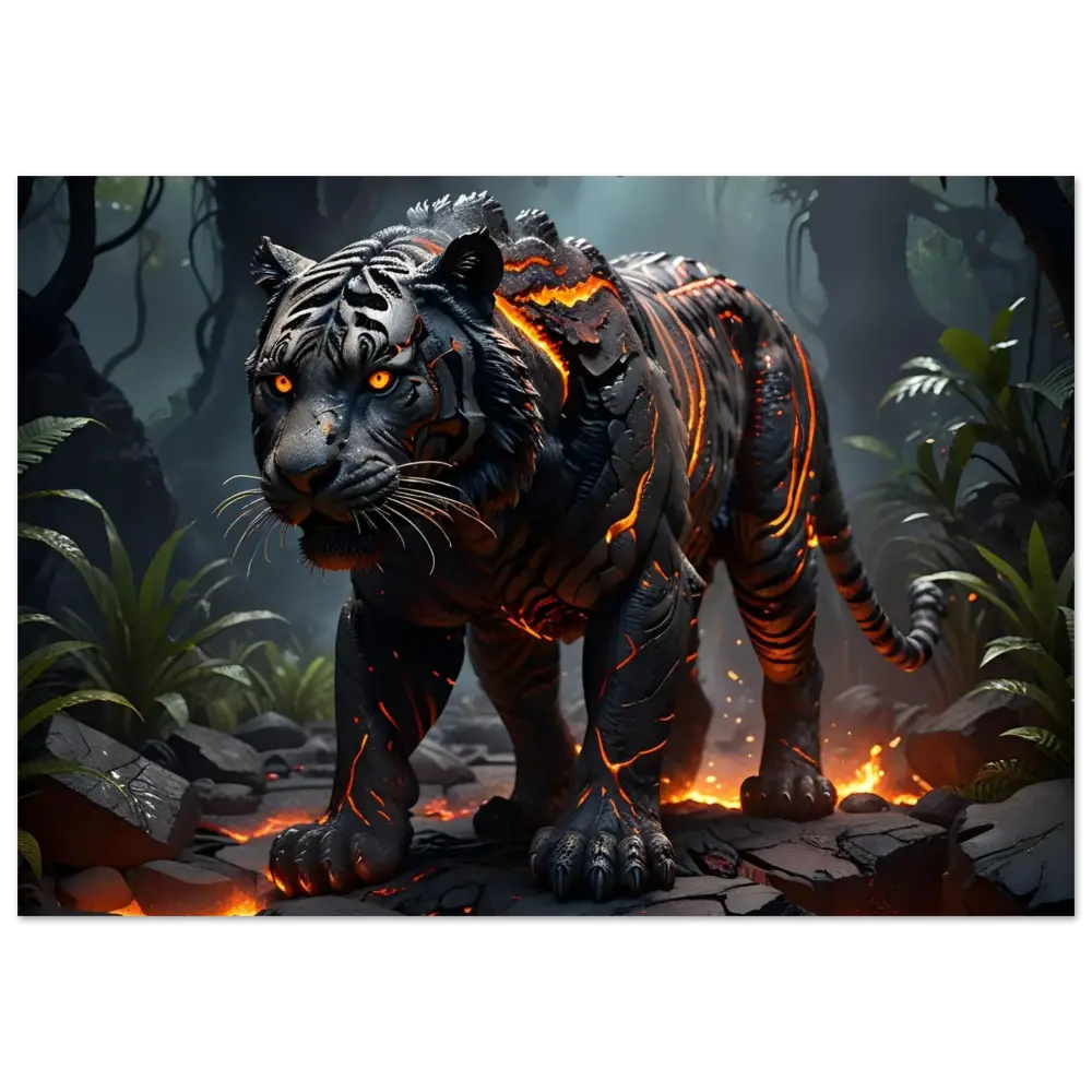 Lava-infused black tiger artwork from PixiOnyx Fantasy Predator of Nature’s Fury poster
