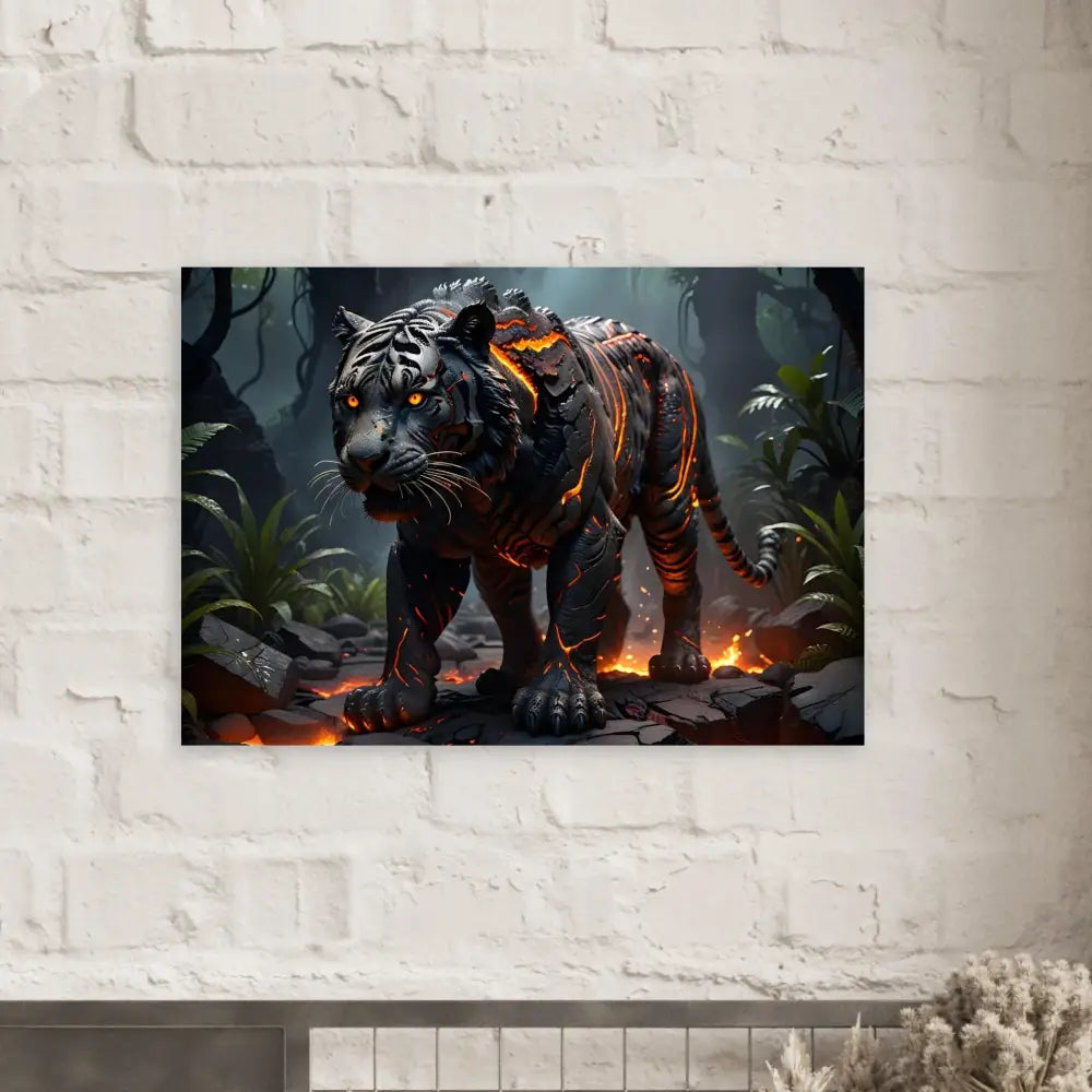 Lava-infused tiger canvas print from PixiOnyx Fine Art Poster Molten Majesty