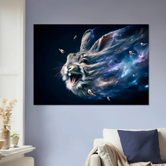 Rabbit head with cosmic cloud effect on PixiOnyx Cosmic Reverie Print poster