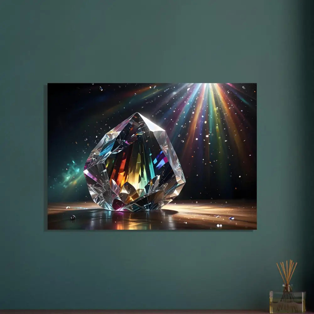 Prismatic crystal emitting rainbow light on PixiOnyx Dreamscape Fine Art Poster