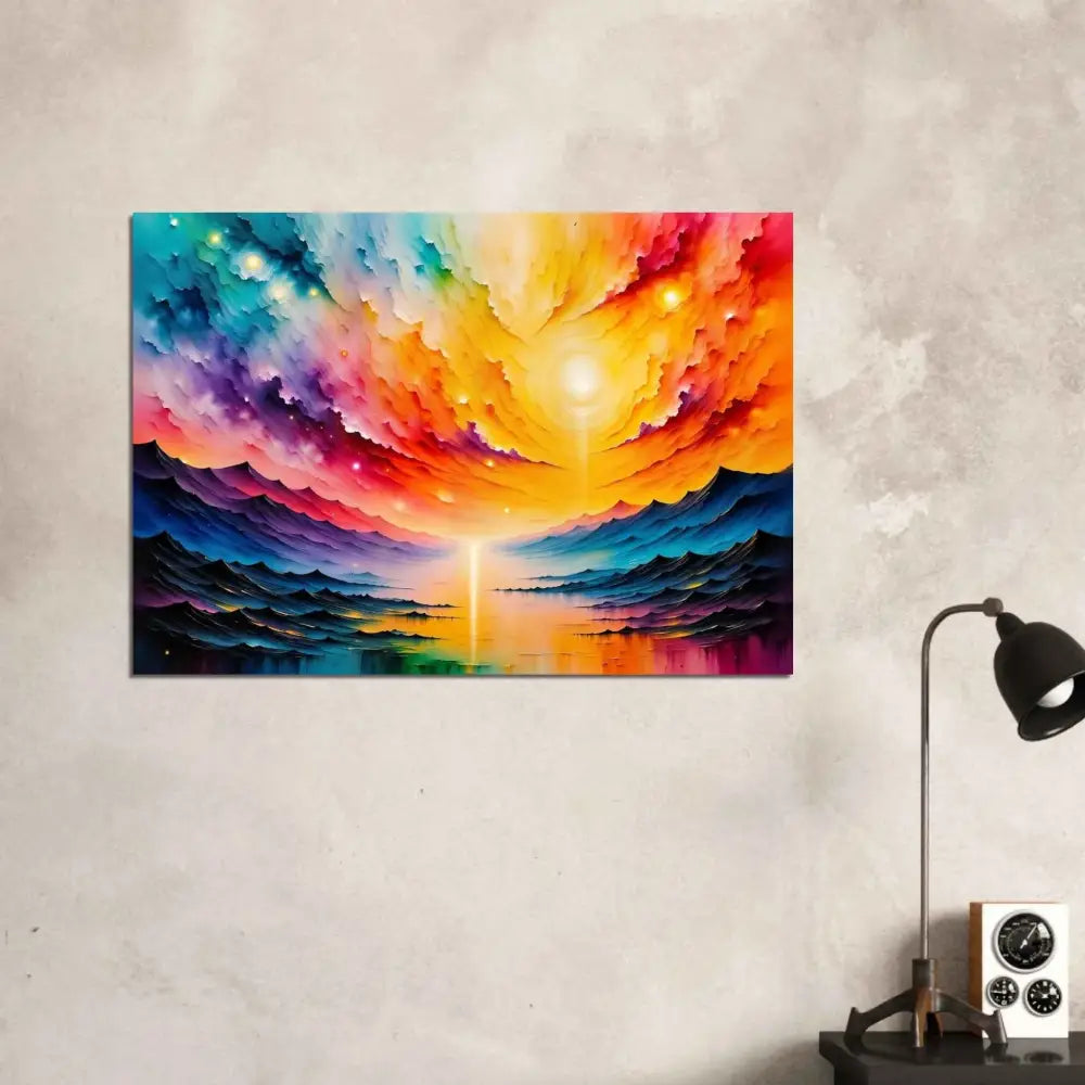 Ultra-vivid abstract landscape of radiant horizon fine art painting on canvas