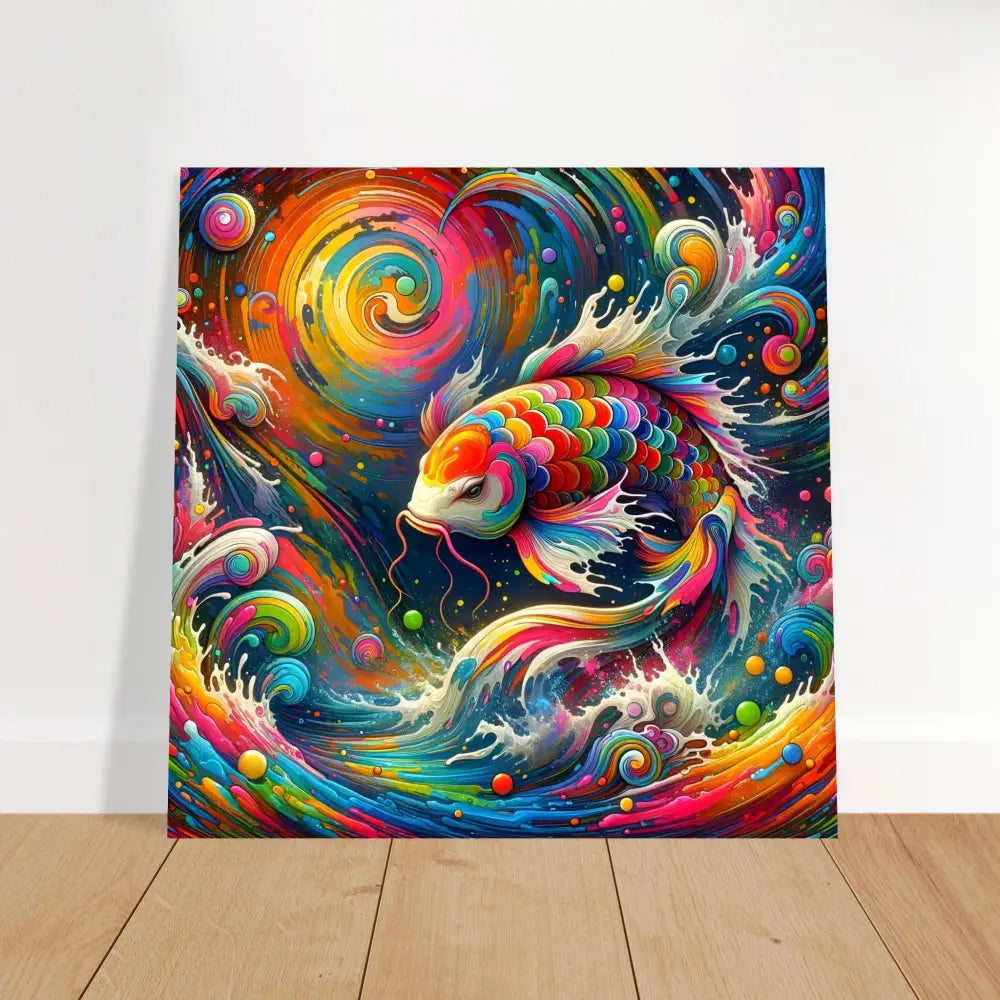 Colorful koi fish art poster from PixiOnyx Dream featuring psychedelic rainbow koi design