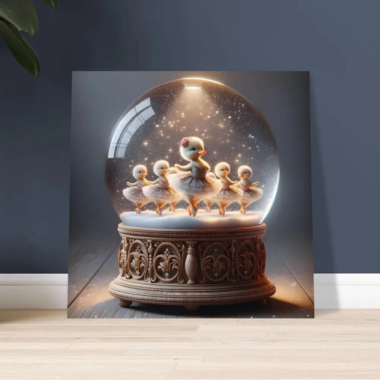 Cute duckling ballerina snow globe featured in Fine Art Poster Snow Globe Ballerinas