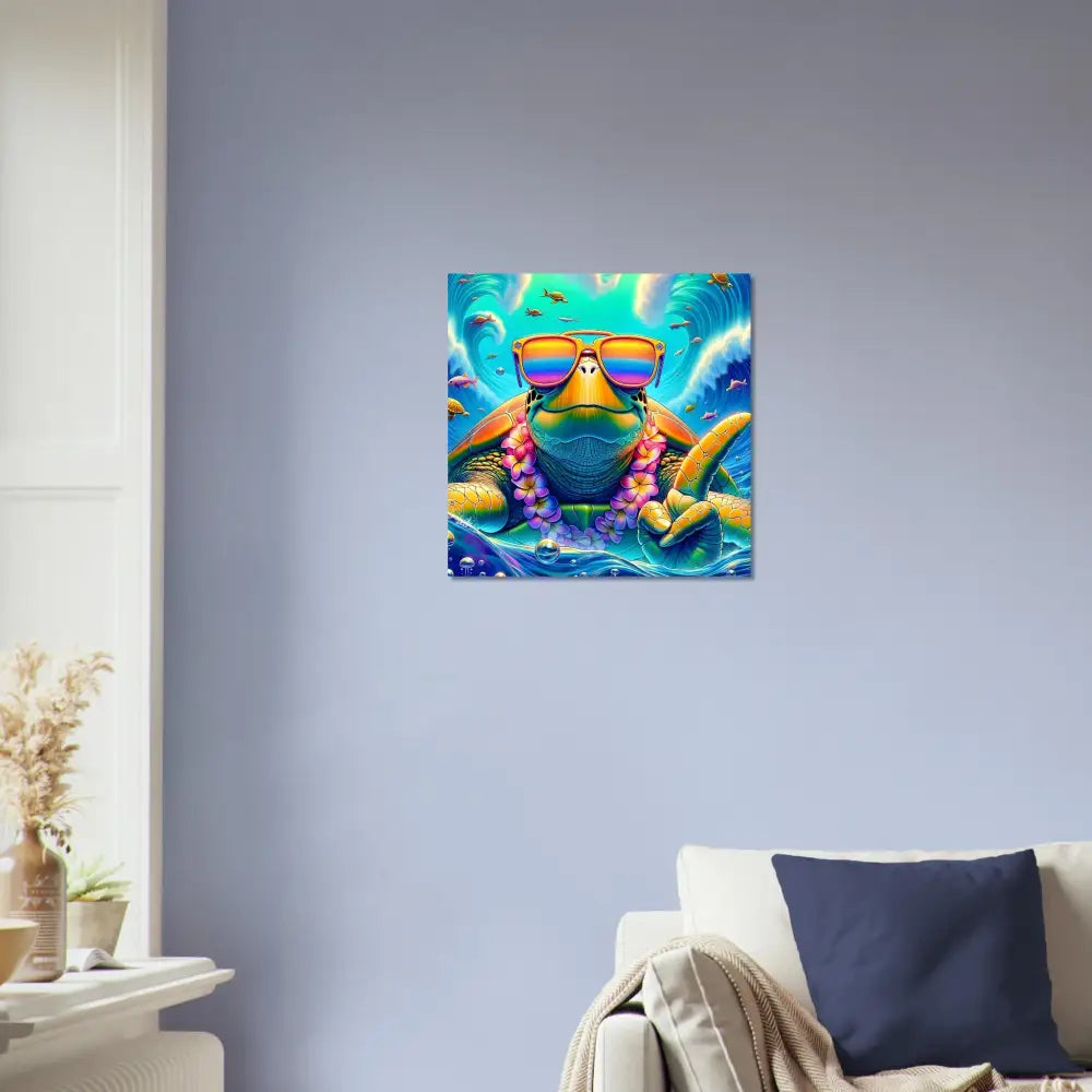 Colorful turtle art print from the Fine Art Poster Turtle-y Misunderstood Bro PixiOnyx Chillwave Print