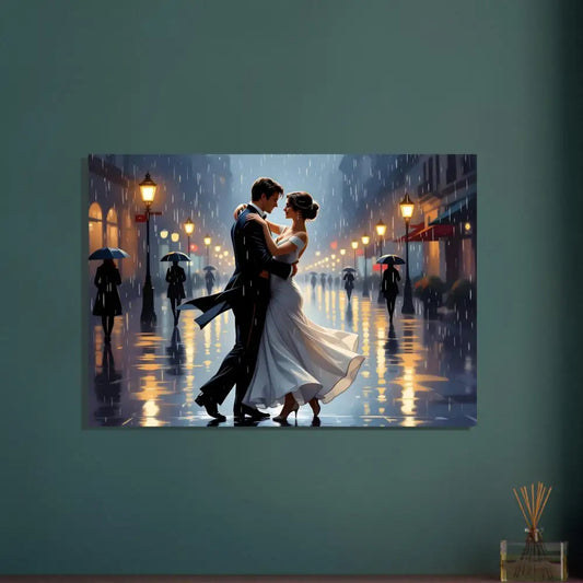 Romantic couple dancing in the rain on Fine Art Poster Waltz in the Rain PixiOnyx Dreamy Dance Print
