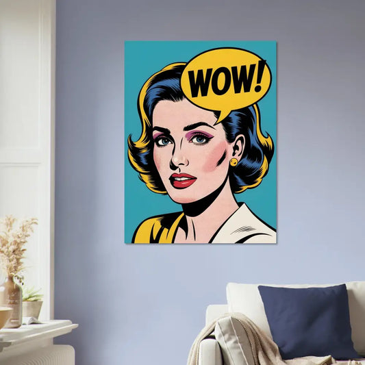 Pop art woman with WOW speech bubble on PixiOnyx Fine Art Poster wall print