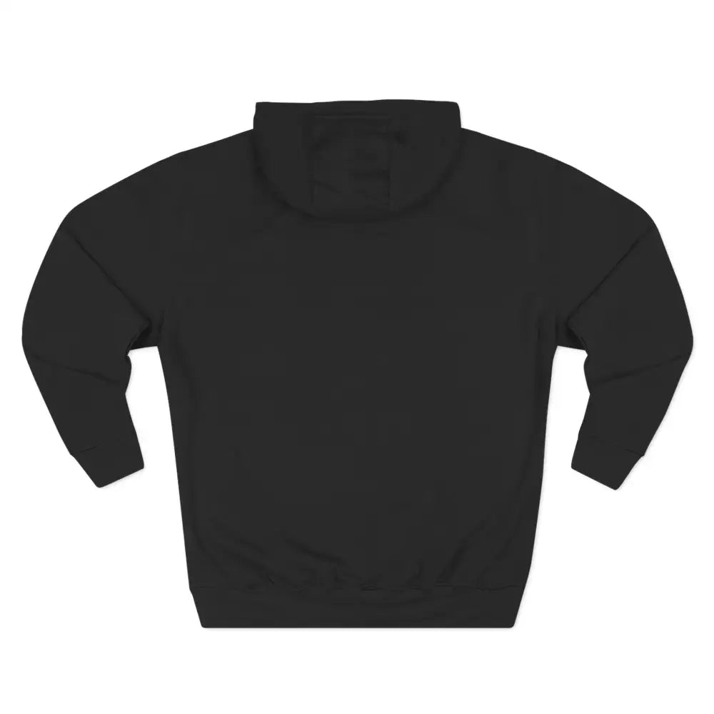 Black cozy fleece hoodie with kangaroo pouch pocket and ribbed cuffs and hem for outdoor comfort