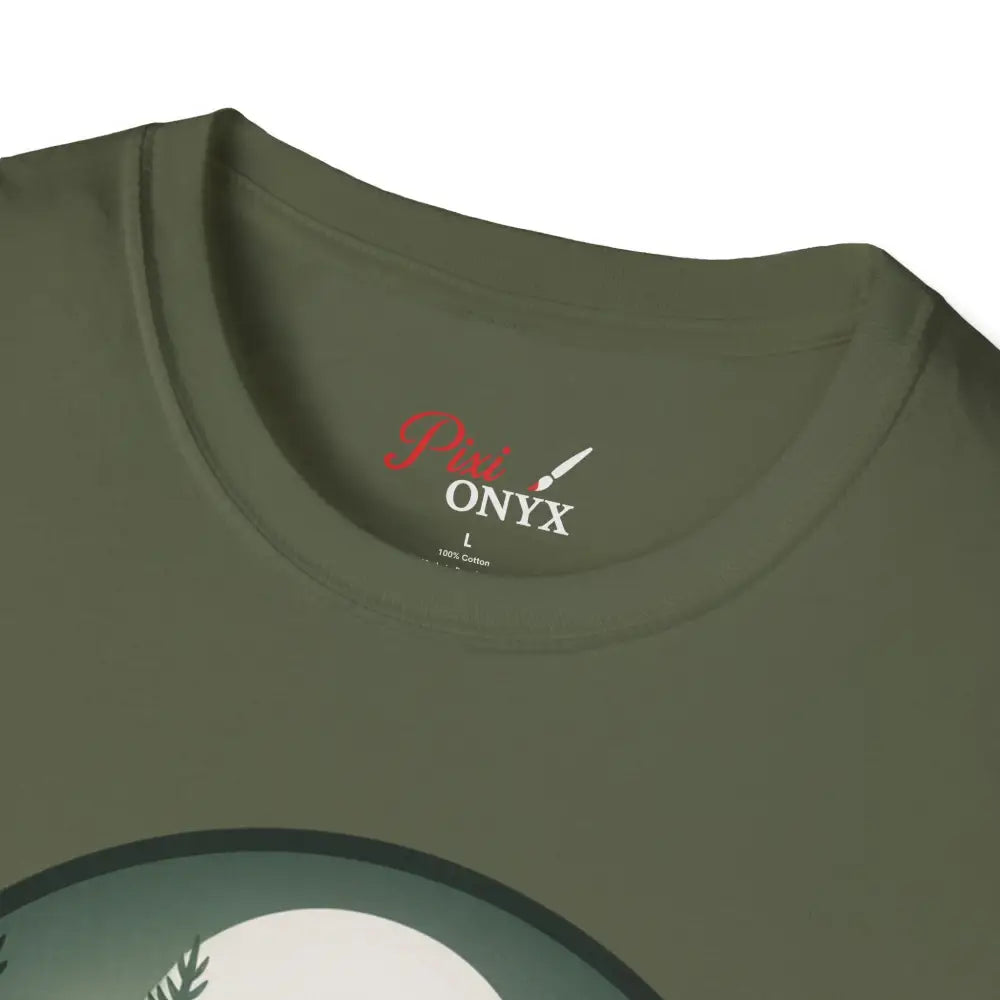 Olive green Forest Vibes Unisex Softstyle T-Shirt with ribbed collar retains shape