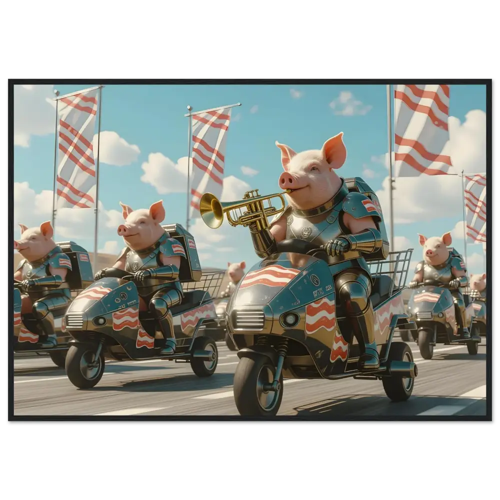 Patriotic pig parade featured in Framed Bacon Battalion Poster Meat March PixiOnyx Parade